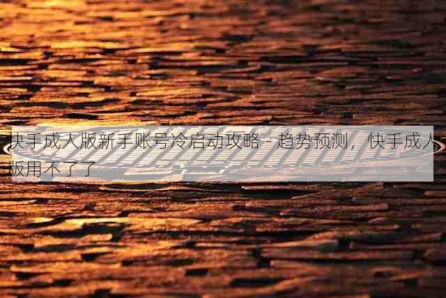 快手成人版新手账号冷启动攻略 - 趋势预测,快手成人版用不了了