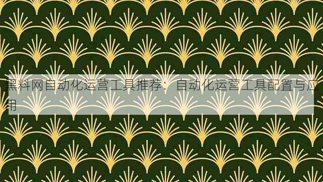 黑料网自动化运营工具推荐:自动化运营工具配置与应用