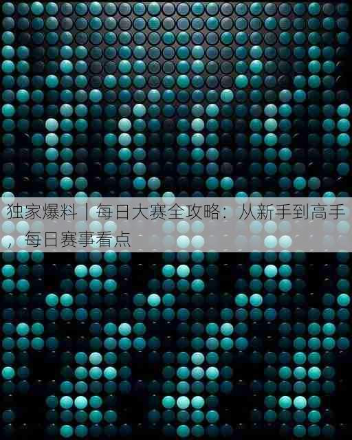 独家爆料|每日大赛全攻略:从新手到高手,每日赛事看点