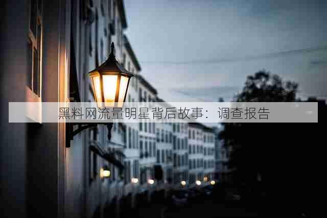 黑料网流量明星背后故事:调查报告