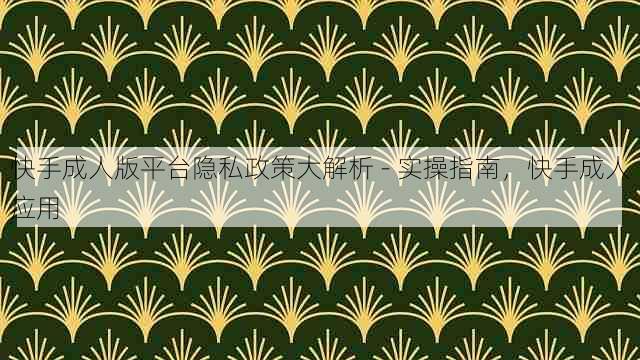 快手成人版平台隐私政策大解析 - 实操指南,快手成人应用